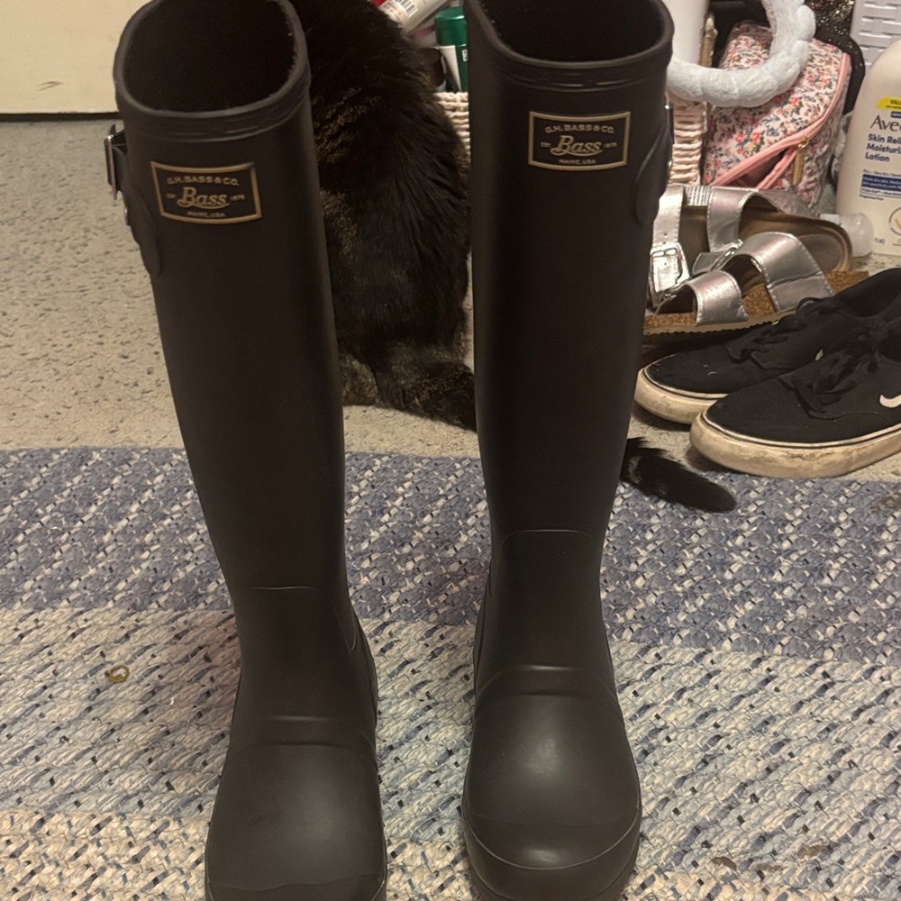 G.H. Bass & Co. Black Tall Rubber Rain Boots